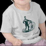 Man with Penny Farthing - Dark Green t-shirts