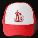 Man with Penny Farthing - Ruby Red hats