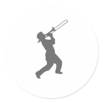 man with trombone round stickers