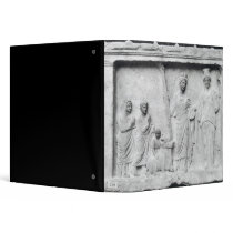 Man, woman and child before an altar vinyl binder