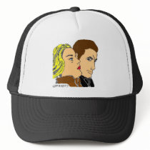 man & women profile hats