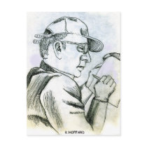 Man Writing postcards