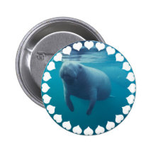 Manatee Round Button