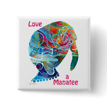 Manatee Square Pin Love Manatees