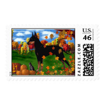 Manchester Terrier Autumn Days postage