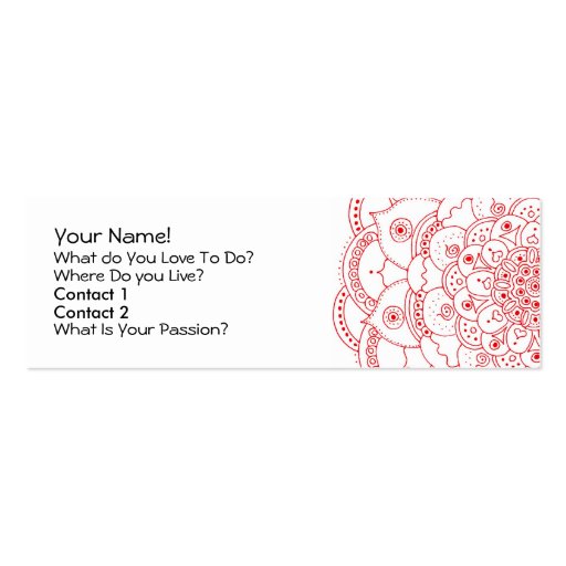 Mandala 2, Profile Card Business Card