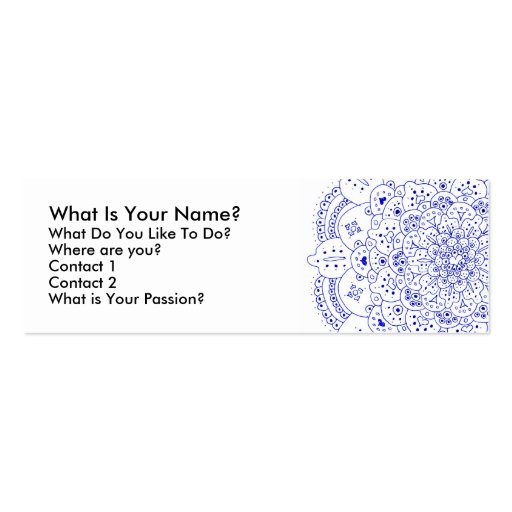 Mandala 5, What Is Your Name?, What Do You Like... Business Card Template (front side)