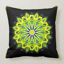 Mandala Abstract Throw Pillow (Green and Yellow)