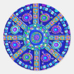Mandala azul adornada etiquetas  