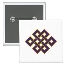 Mandala  Blue Karma Buddhism Eternal Knot Pinback Button