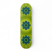 Mandala green blue | lightgreen flower skate deck