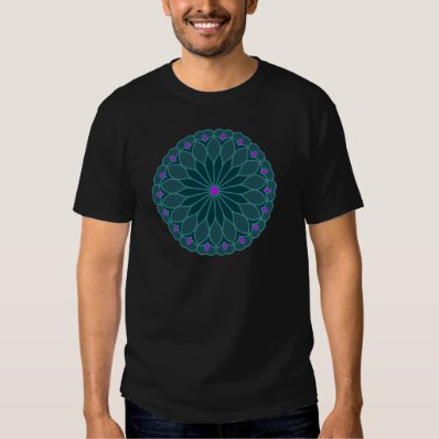 Mandala Inspired Teal Blue Flower T-shirt
