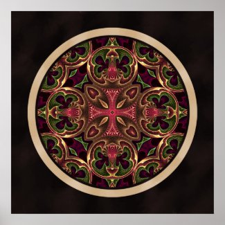 Mandala, Kaleidoscopic Cross Abstract Posters