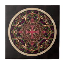 Mandala, Kaleidoscopic Cross Abstract Ceramic Tiles