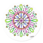 Mandala Original Drawing with Digital Coloring Round Sticker