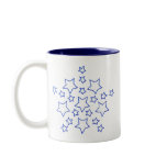 Mandala stars pattern, in blue, mugs