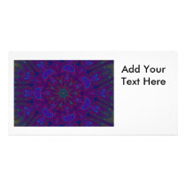 Mandala with Stars and Hearts in Purple, Blue, Red Photo Card Template