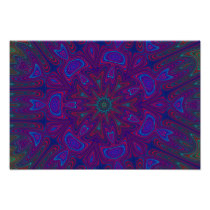 Mandala with Stars and Hearts in Purple, Blue, Red Photo Print