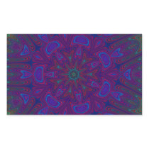 Mandala with Stars and Hearts in Purple, Blue, Red Rectangular Sticker
