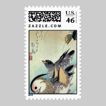 Mandarin ducks by Ando, Hiroshige Ukiyoe stamps
