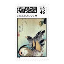 Mandarin ducks by Ando, Hiroshige Ukiyoe Stamp