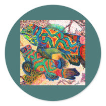 Mandarin Fish Art Round Stickers