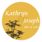 Mandarin orange bamboo custom wedding favor label sticker