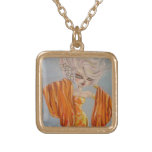 Mandarin Orange Dragon Fantasy Art Necklace