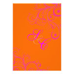 Mandarin Orange + Hot PInk Ornamental Flourish Invitations