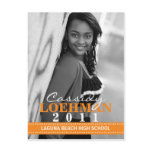 Mandarin Orange Photo Graduation Announcement Postcard