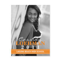 Mandarin Orange Photo Graduation Announcement Postcard