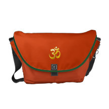 Mandarina/la bolsa de mensajero del verde "OM" Bolsas De Mensajeria