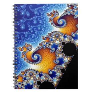 Mandelbrot Blue Double Spiral Fractal Note Book