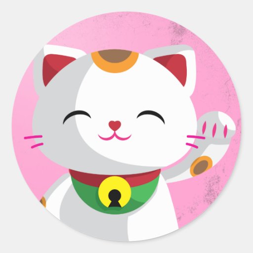 Maneki Neko Classic Round Sticker Zazzle
