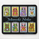 Maneki Neko Good Luck Cats Fantasy Cat Mousepad mousepads