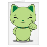Maneki Neko - Green Lucky Cat Card