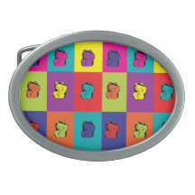 Maneki Neko Kitty Pop Art Oval Belt Buckles