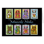 Maneki Neko Lucky Cats Fantasy Cat Art Card cards