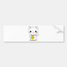 Maneki Neko - White Lucky Cat Bumper Sticker