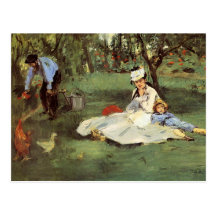 Manet Impressionist French family in garden Postcard