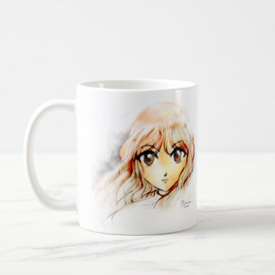 Manga Anime Girl sketch big eyes kawaii cute Coffee Mug by AlexandreMasquio