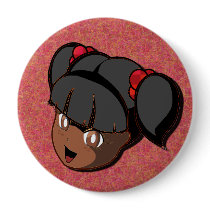 Manga Black Girl Button by postcardsfromtheedge Manga Black Girl Button