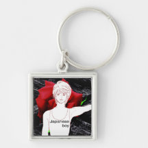 MANGA boy rose flower Key Chain