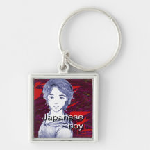 MANGA boy rose flower Keychain