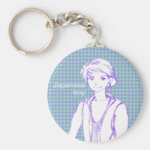 MANGA boy rose flower Keychain