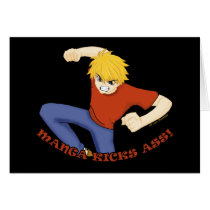 Manga Kicks Ass Greeting Cards
