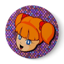Manga Red Girl buttons by postcardsfromtheedge Manga Red Girl buttons