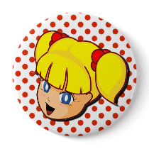 Manga Yellow Girl Button by postcardsfromtheedge Manga Yellow Girl Button