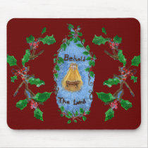 Manger Holly Baby Jesus Christmas Design Mousepad