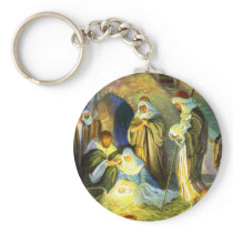 Manger Jesus Keychain Christmas